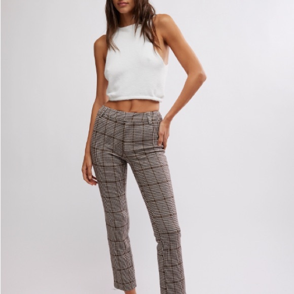 Free People Pants - NWOT Free People Black and White Checkered Straight Leg Pants
